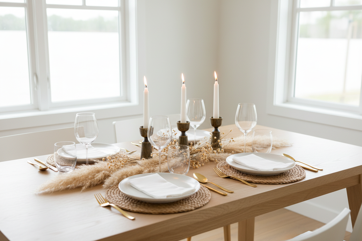 Candle Stand – Bright Dining Table Scene