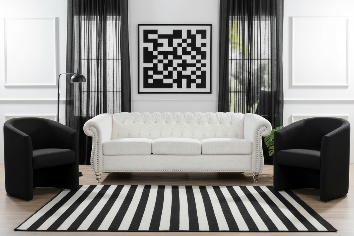 Chesterfield Sofa - Black and White