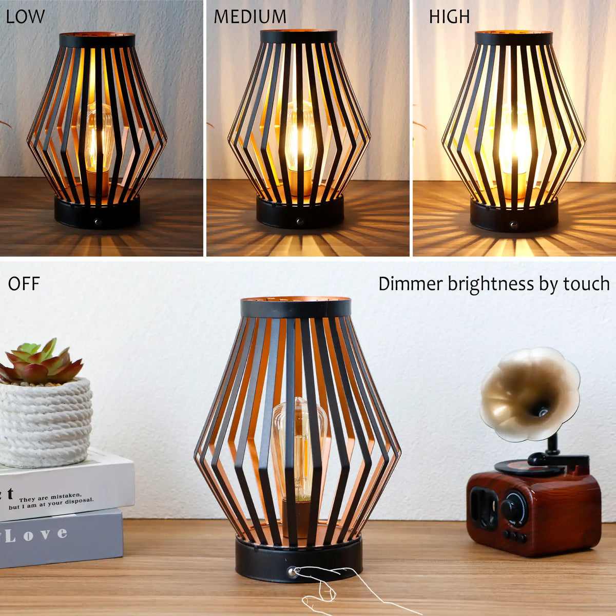 Modern USB Rechargeable Dimmable Bedside Table Lamp