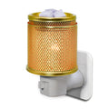 CVHOMEDECO. Wall Plug-in Electric Wax Melt Warmer Punched Double Metal Tart Warmer Decorative Candle Warmer for Scented Candle Wax Melts Tarts and Fragrance Oils Night Light Decor. Gold