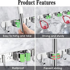 Heavy Duty Wall Mounted Broom and Mop Holder Storage