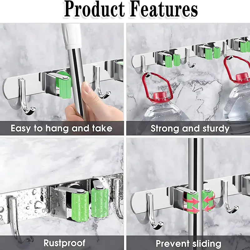 Heavy Duty Wall Mounted Broom and Mop Holder Storage