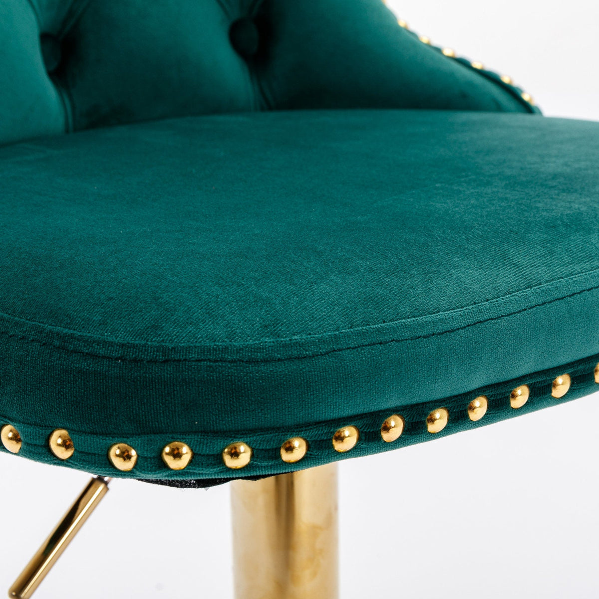 Gold Nailhead Swivel Velvet Barstool