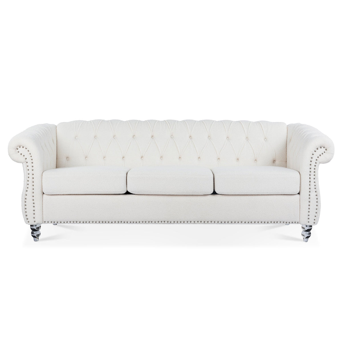 Chesterfield Rolled Arm Leather 3-Seater Sofa