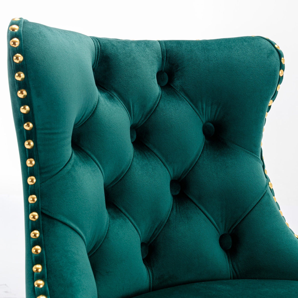Gold Nailhead Swivel Velvet Barstool