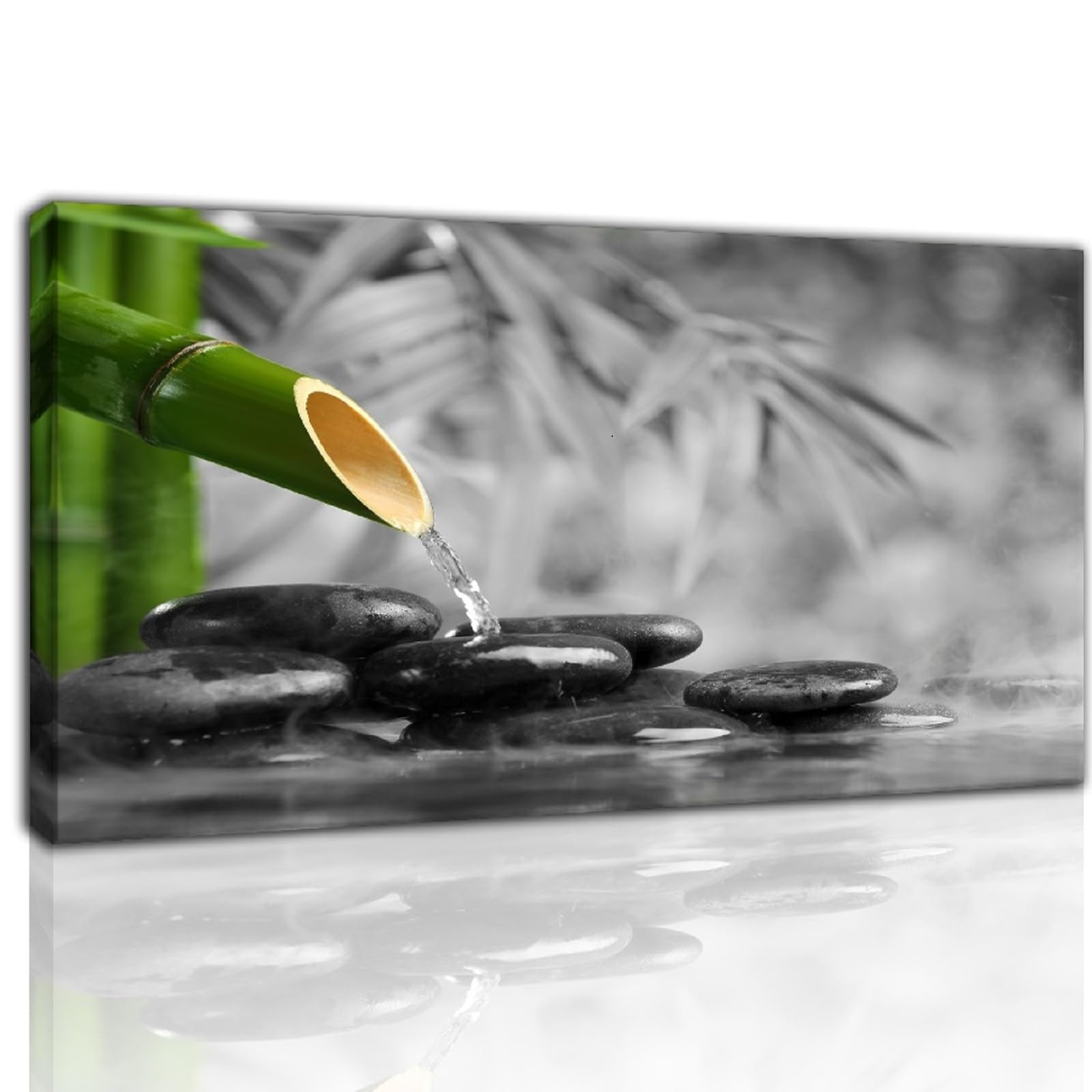 Yxbhhym Canvas Wall Art Living Room Black and White Wall Art Zen Poster Prints Green Wall Decor Stone Meditation Pictures for Office Kitchen Decoration Bedroom Wall Décor Framed Large Art