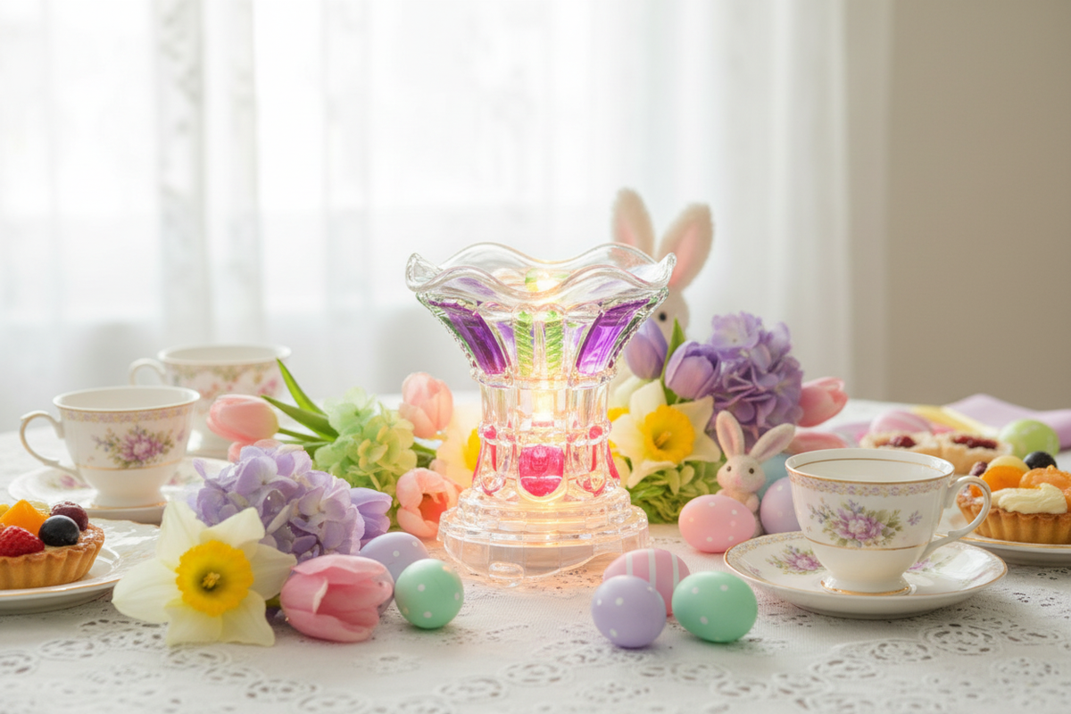 Easter brunch purple green pink warmer