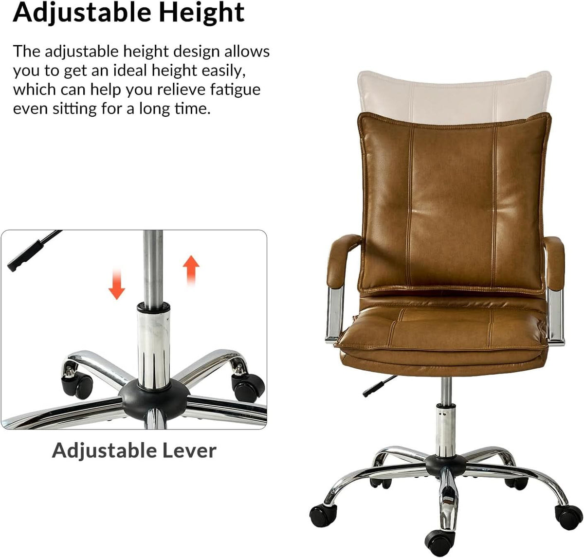 Brown Faux Leather Adjustable Swivel Office Chair