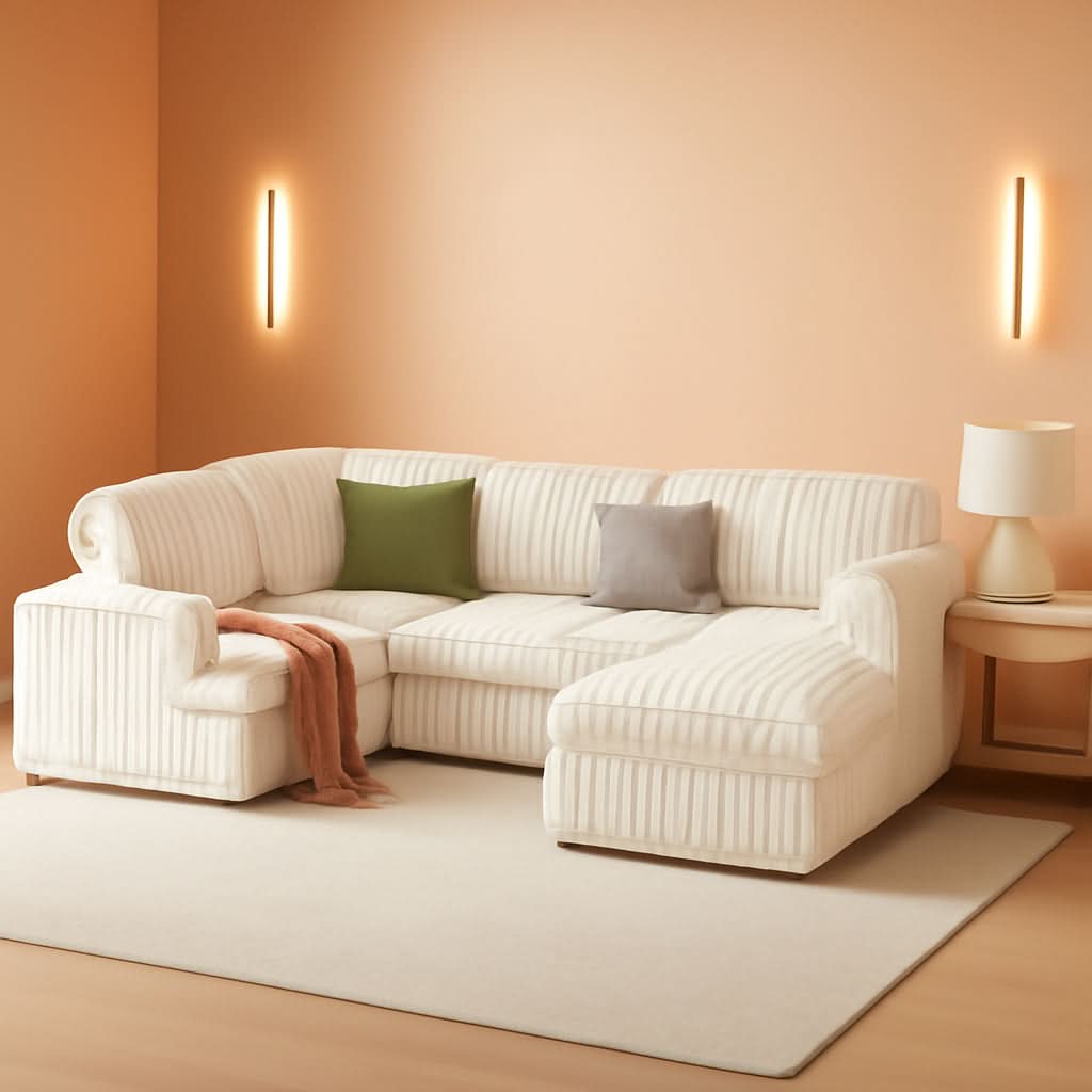 130" Sleeper Sofa with White Faux Fur