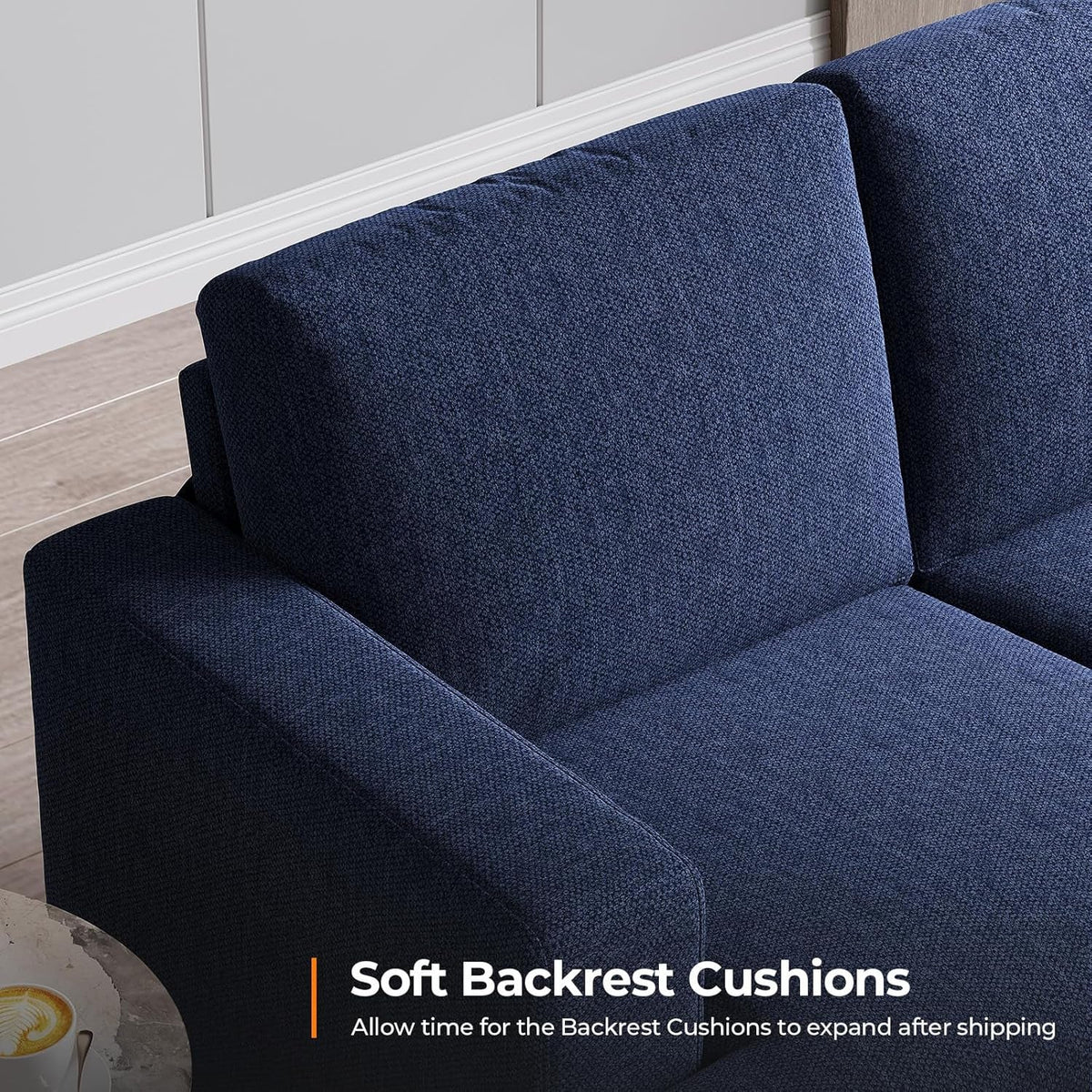Navy Blue 3-Seater Sofa with Deep Seats