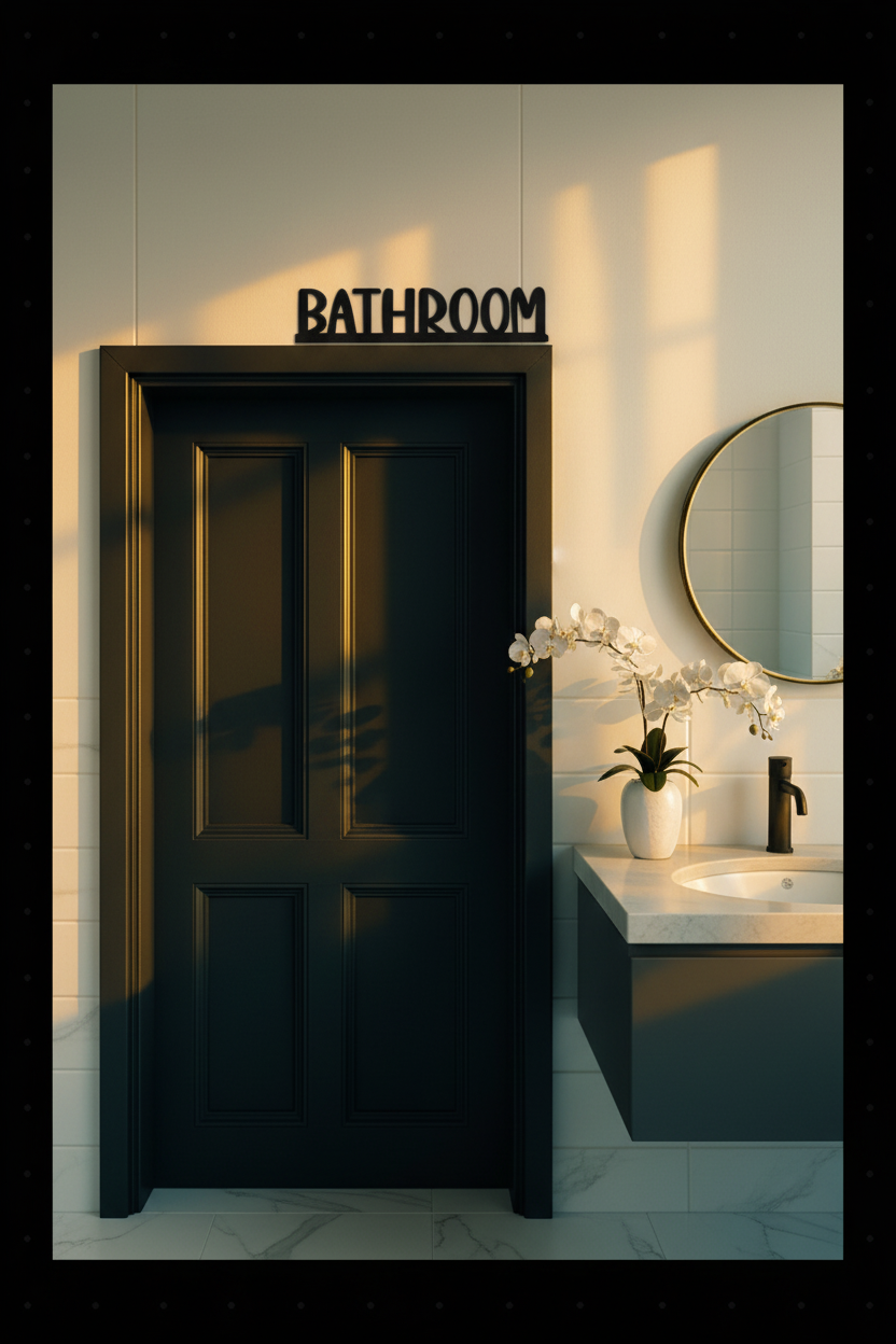 Elegant Bathroom Sign Scene
