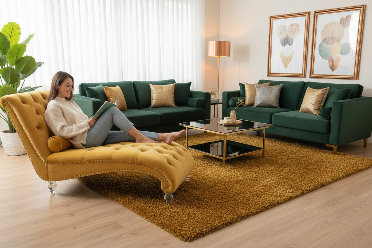Elegant Living Room Copper Accents