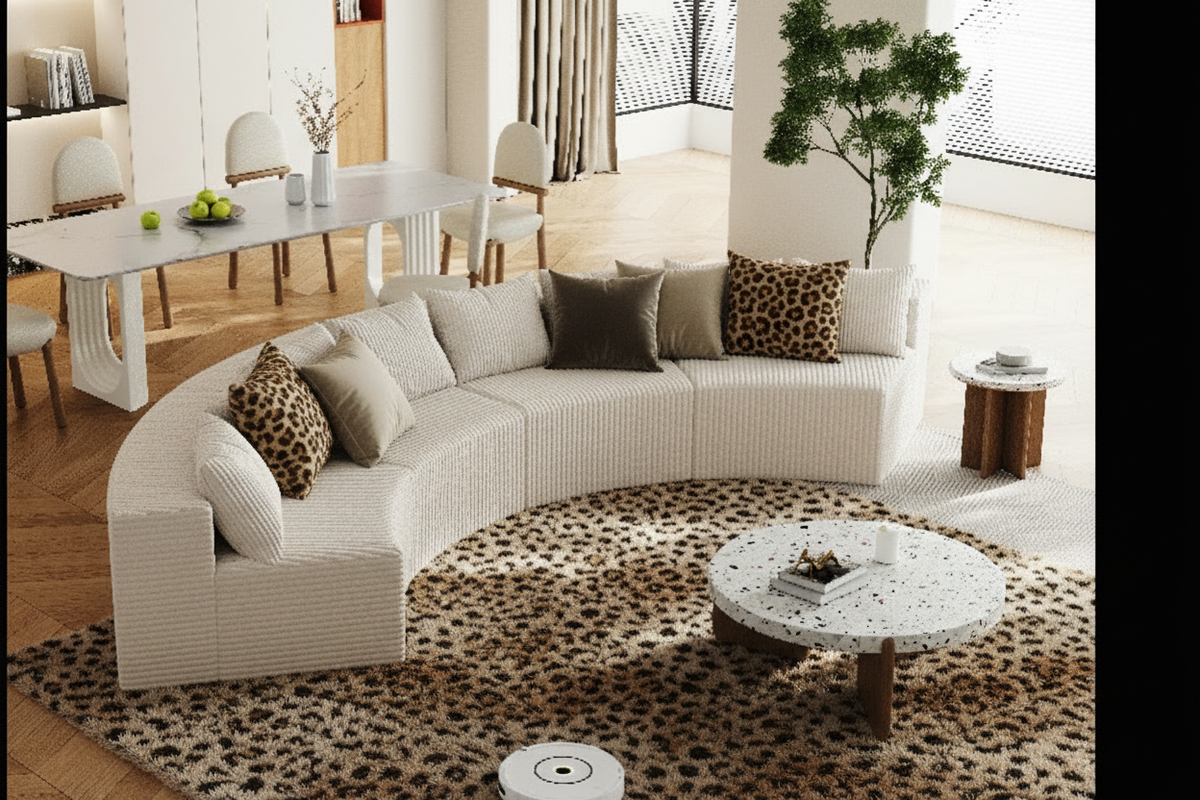 Elegant Sofa Scene with Cheetah Decor