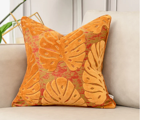Embroidered Velvet Cushion Cover for Sofa and Bed (One)