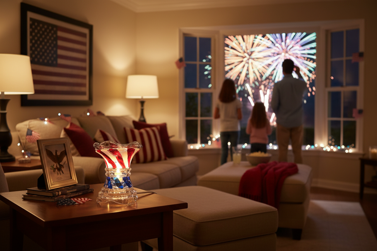 Family living room American flag warmer
