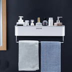 Wall-Mounted Bathroom Storage Rack Without Drilling