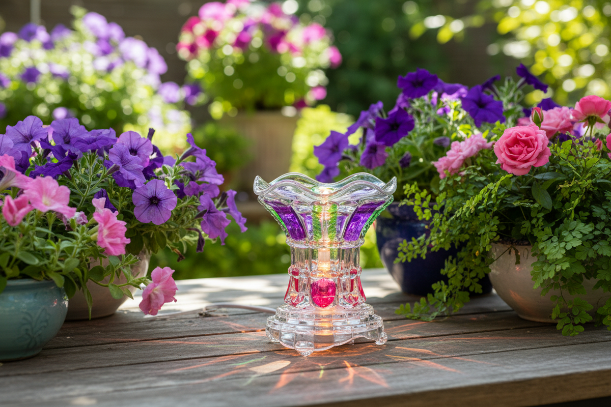 Garden patio purple green pink warmer
