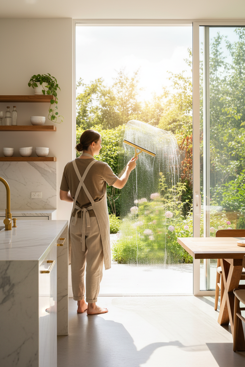 Gold Squeegee – Kitchen/Dining Glass Door Scene
