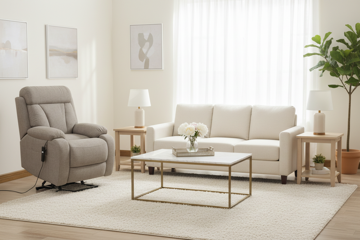 Gray Recliner - Full Living Room Setup