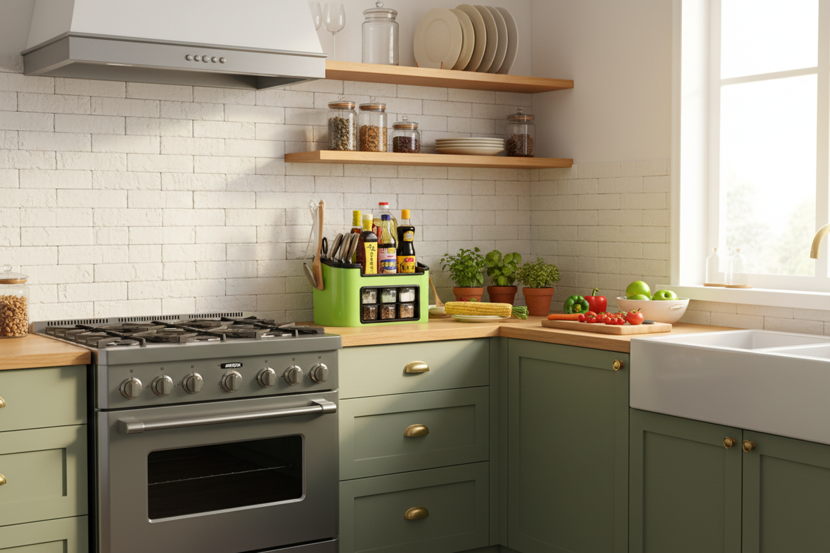 Green Kitchen Organizer Complete Scene