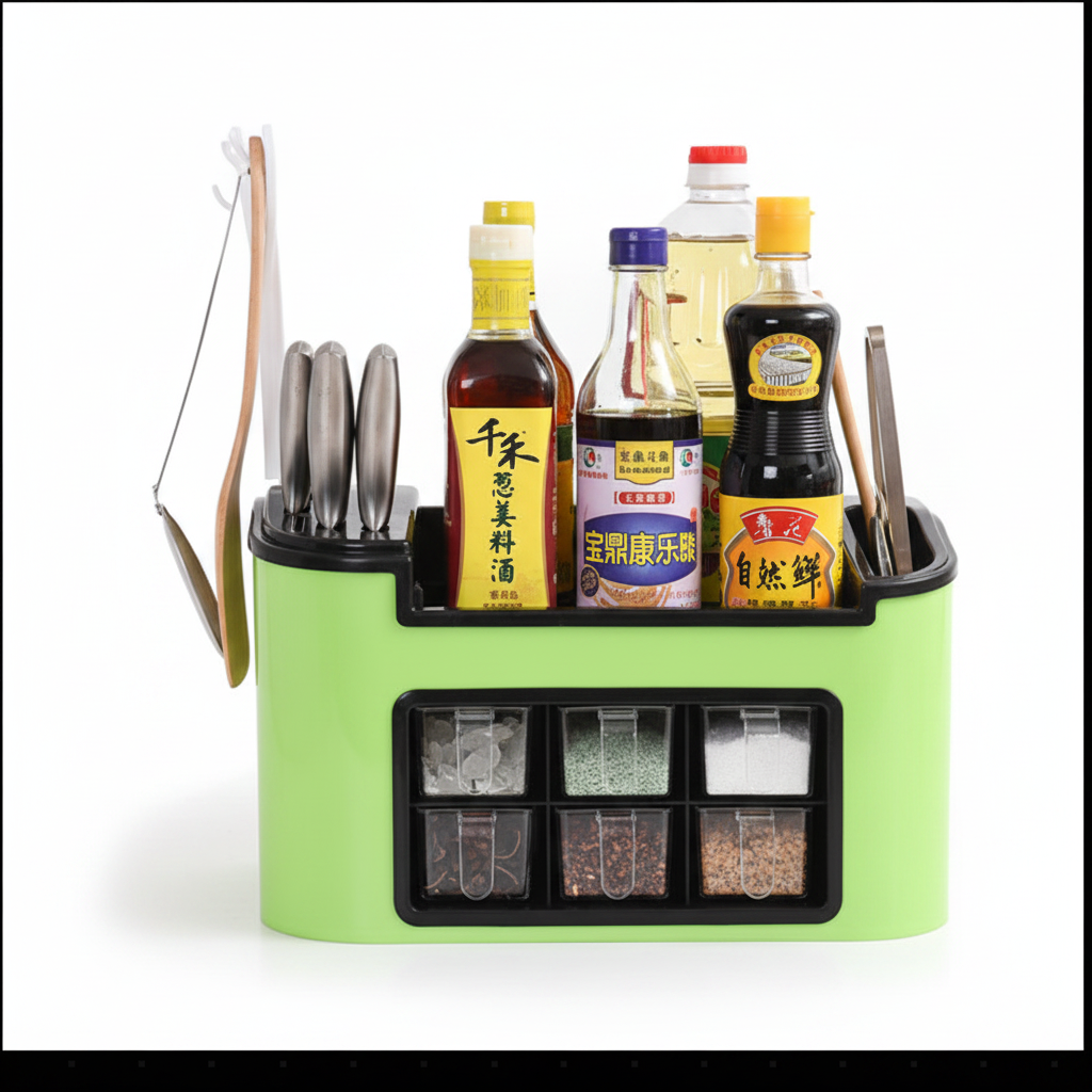 Green Kitchen Organizer White Background