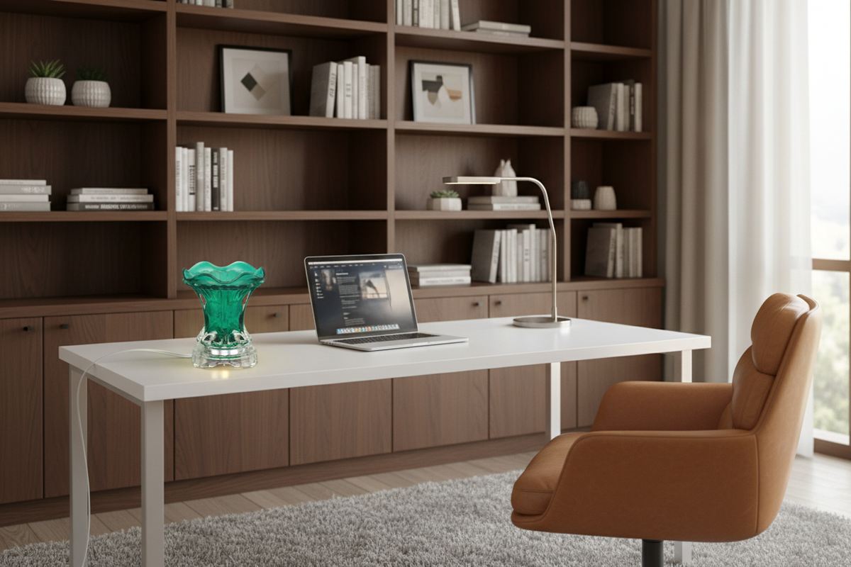 Home office teal green warmer