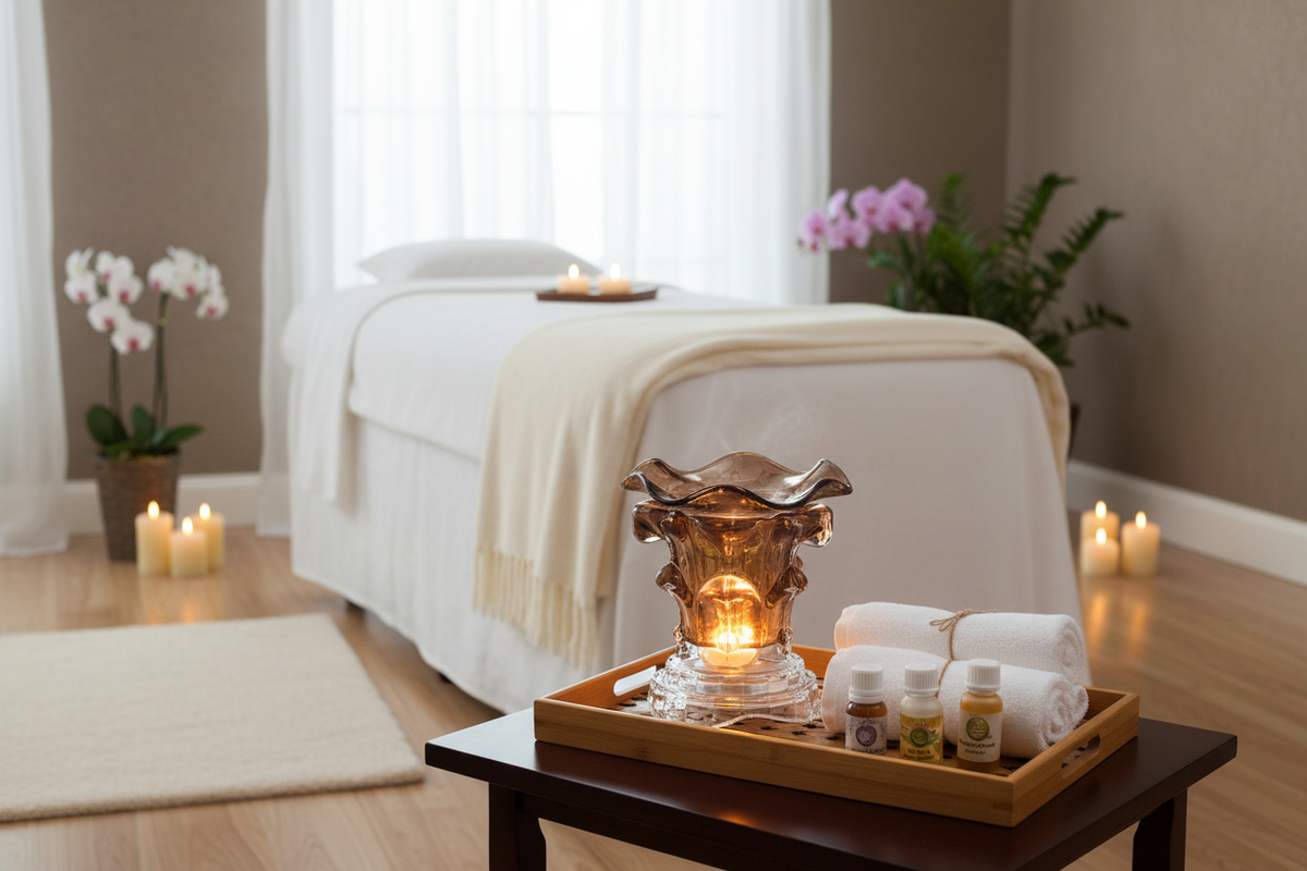 Home spa treatment room brown warmer