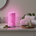 Snowflake LED Warmer on bathroom vanity - bold scene