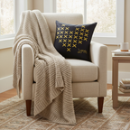 Style 4 cross heart pillow on cozy living room accent chair