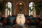Moroccan living room with White Angel Wings oil burner in foreground
