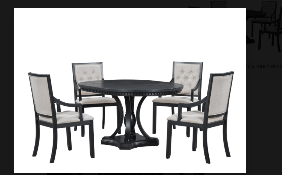 TREXM Retro 5-Piece Dining Set – Extendable Round Table & 4 Chairs (Black Oak)