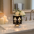 Fleur De Lis warmer on marble bathroom vanity