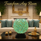 Teal Blue Globe Oil Burner in living room - Transform Any Room
