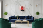 Red pineapple wall plug-in oil warmer plugged into luxury living room wall outlet