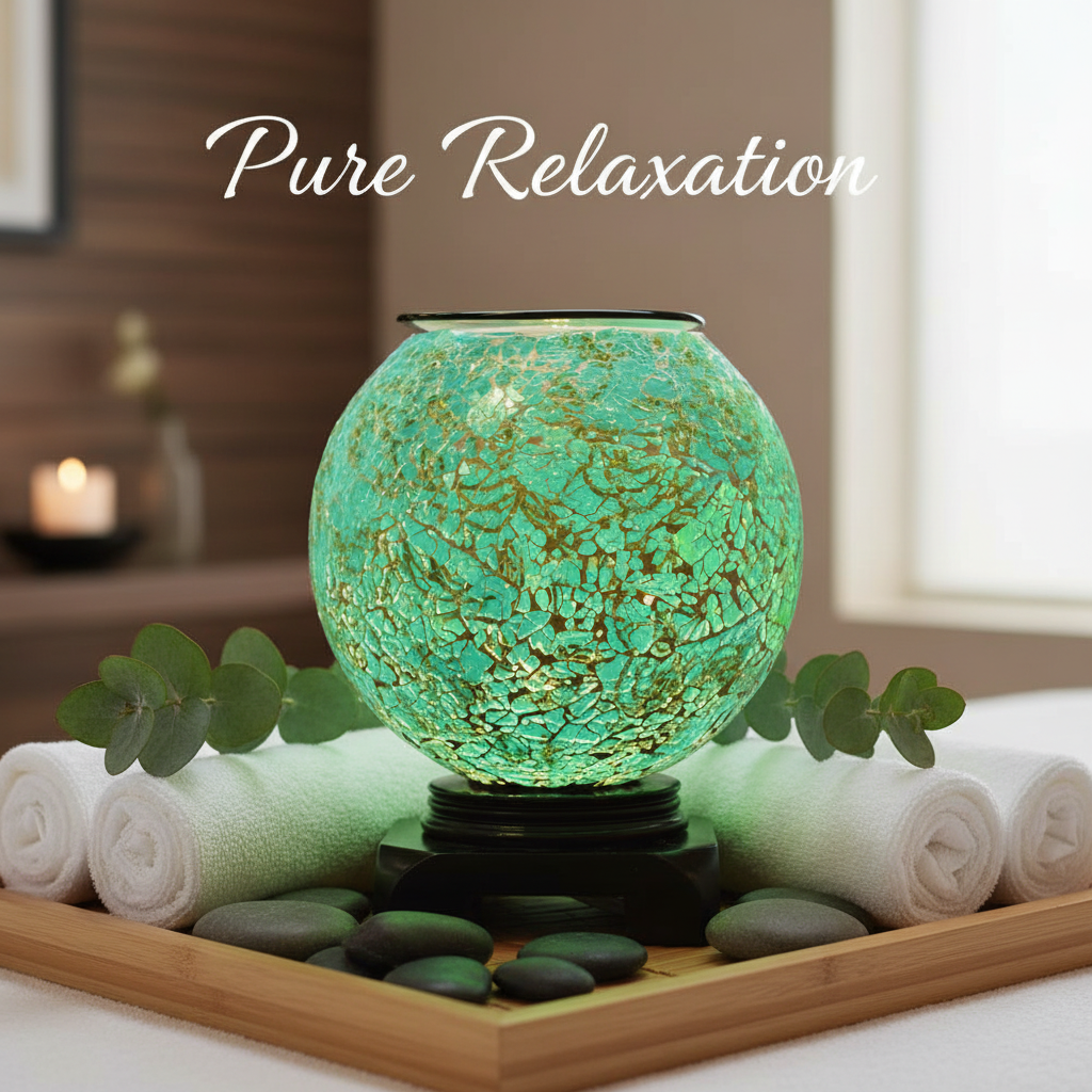 Teal Blue Globe Oil Burner in spa room - Pure Relaxation