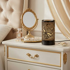 Butterfly Mosaic Wax Warmer on luxury vanity dresser with gold accents