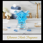 Blue Crystal Warmer in luxury spa bathroom scene