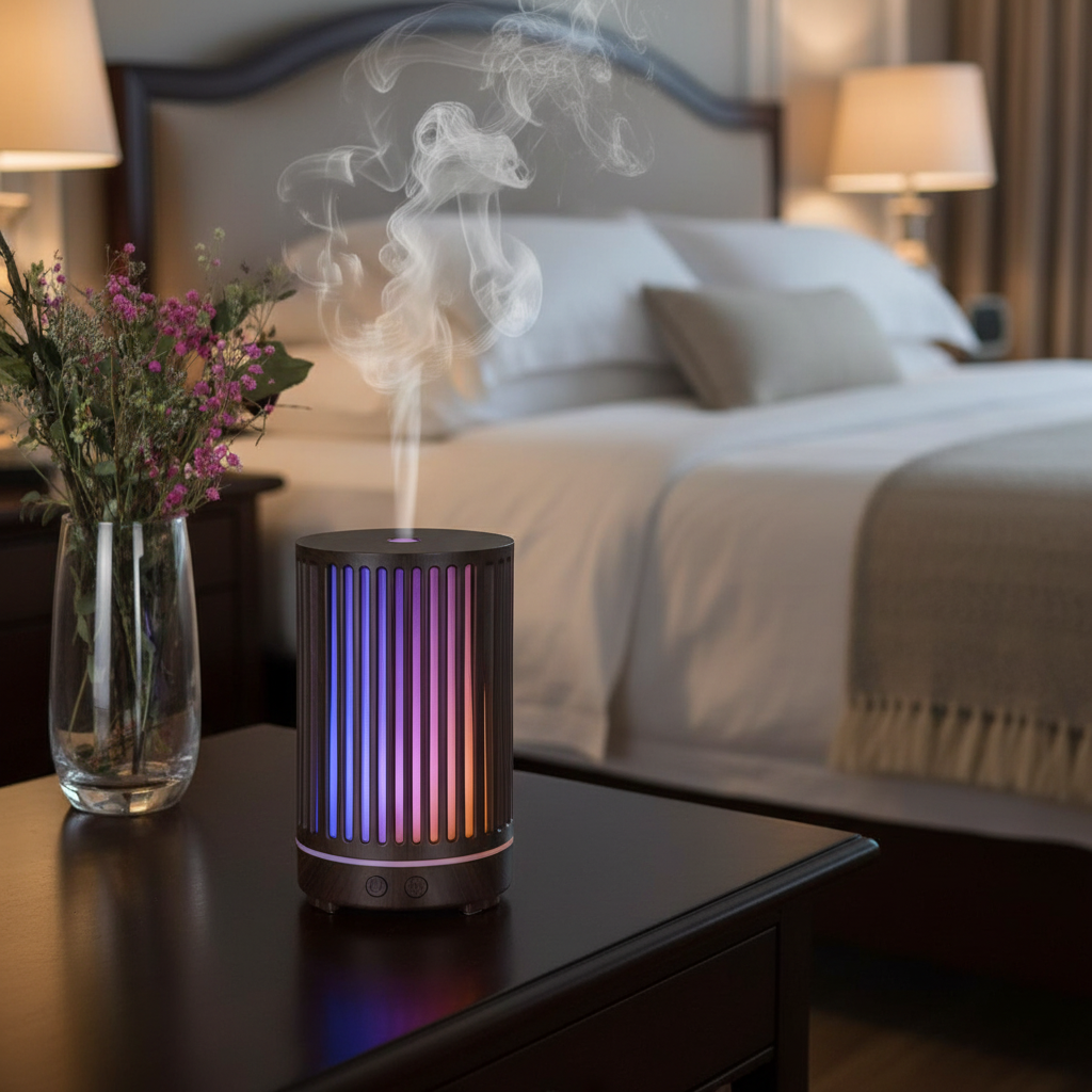 Darkwood Aroma Diffuser in luxury master bedroom