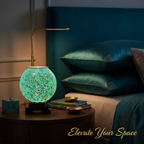 Teal Blue Globe Oil Burner in luxury bedroom - Elevate Your Space