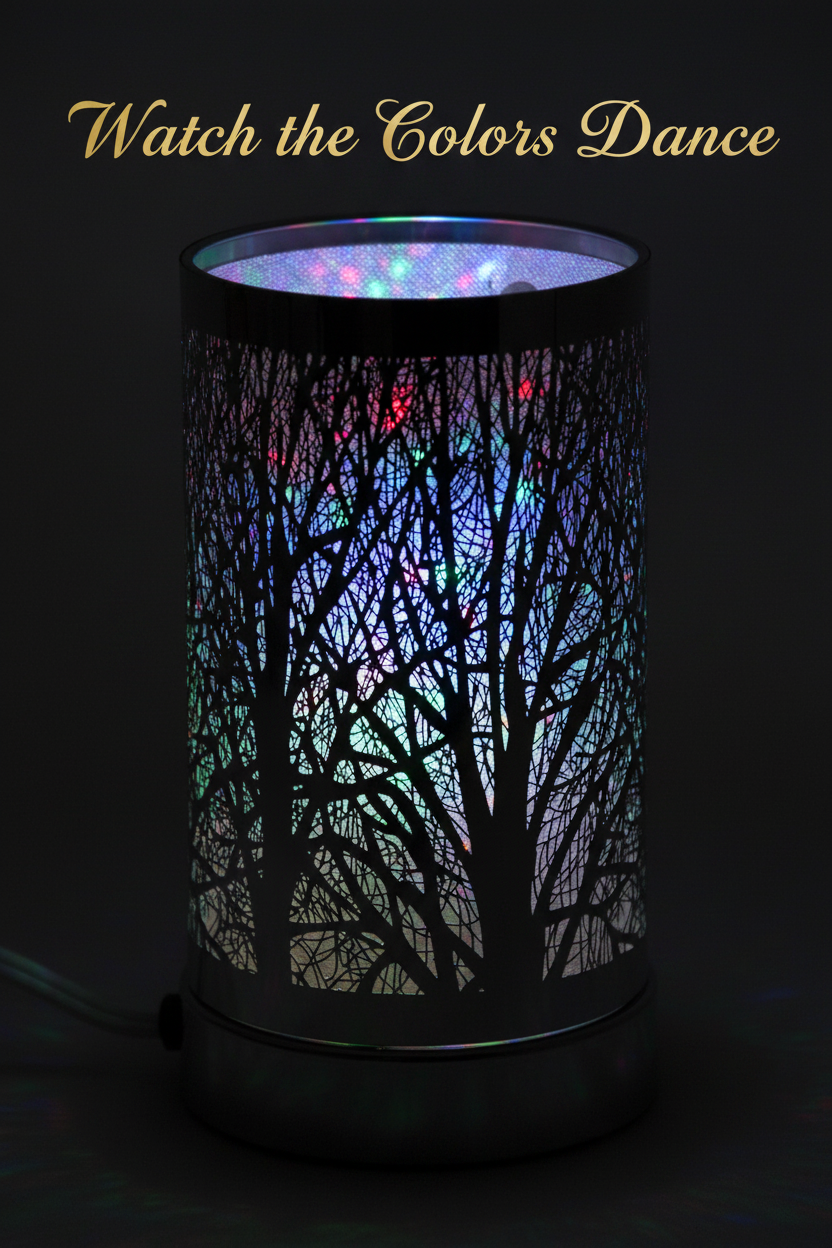 Silver Tree LED Oil Burner multi-color changing showcase - Watch the Colors Dance