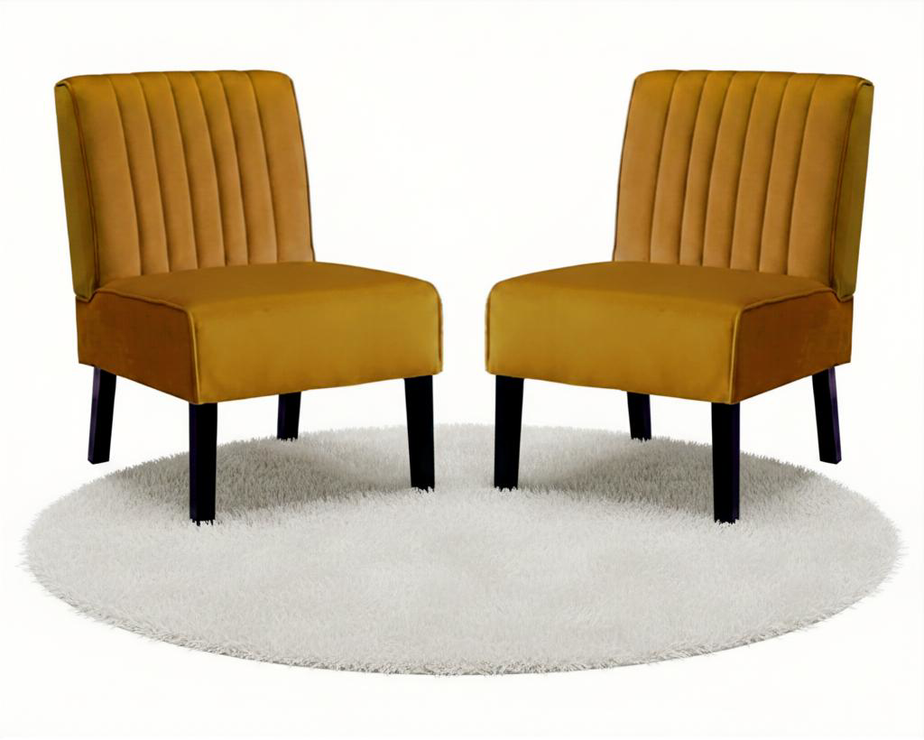 Reese Mid-Century Modern Velvet Accent Chairs – Set of 2, Yellow