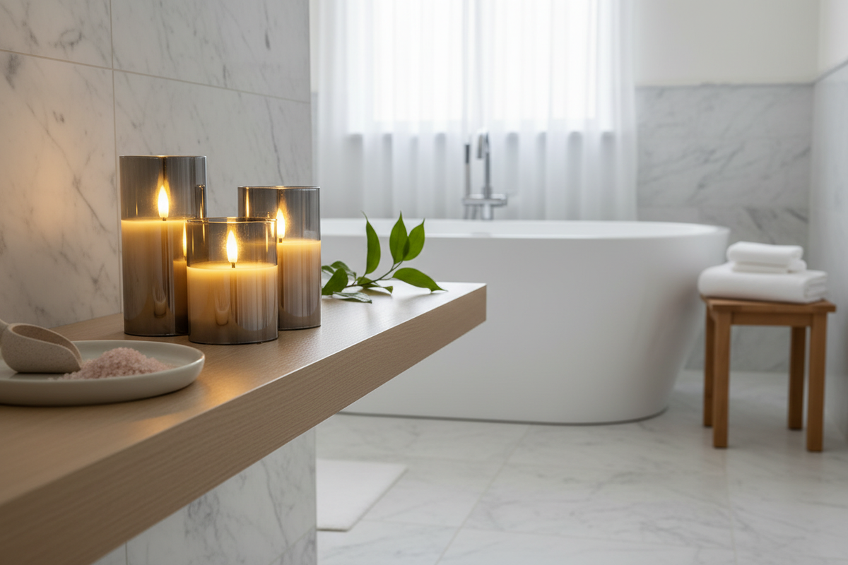 LED Candles – Spa Bathroom Scene