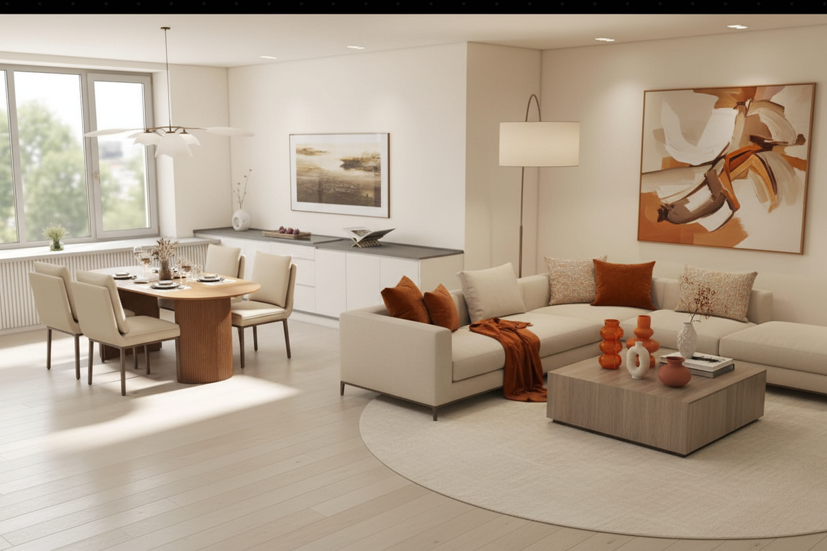 Luxury Living Room – Orange Decor