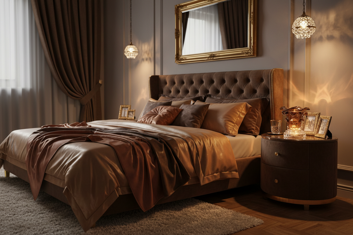 Luxury master bedroom brown warmer