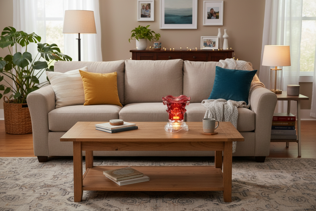 Middle class family room red warmer