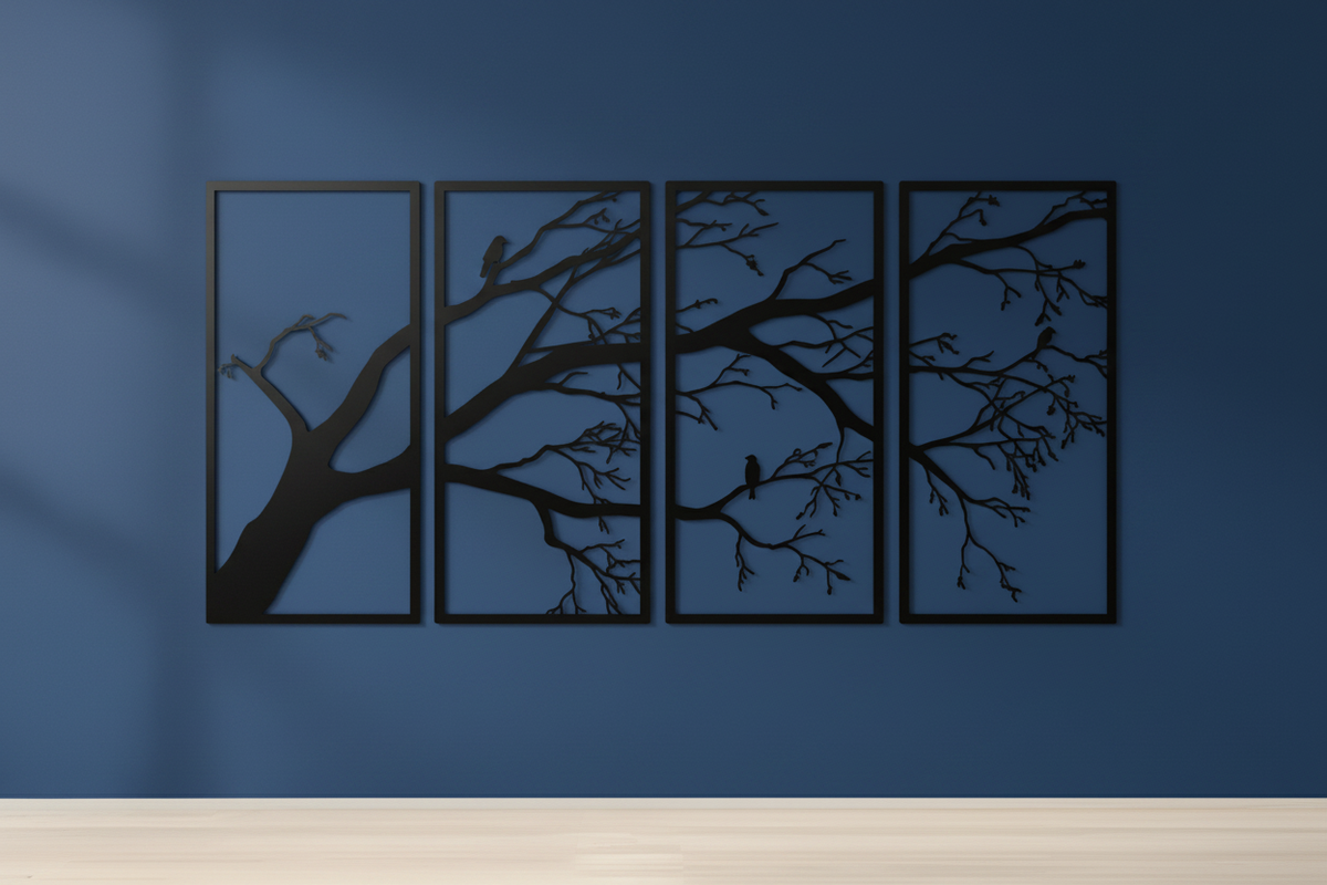 Modern Aluminum Wall Art - Blue Background