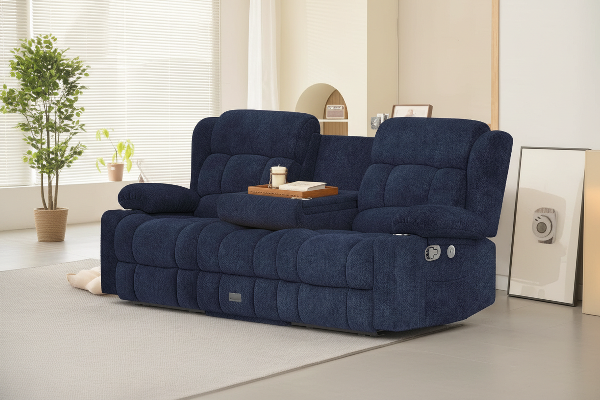 Navy Recliner Sofa Lifestyle Scene