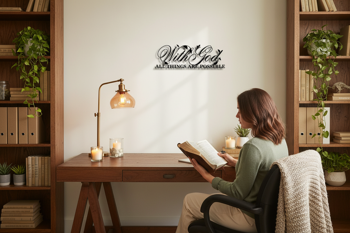 Office Bible Reading Scene
