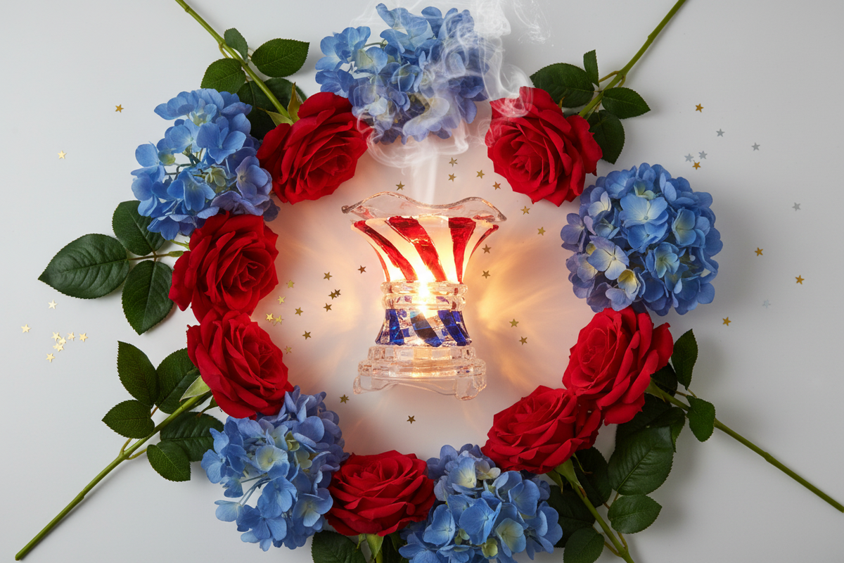 Patriotic flat lay American flag warmer