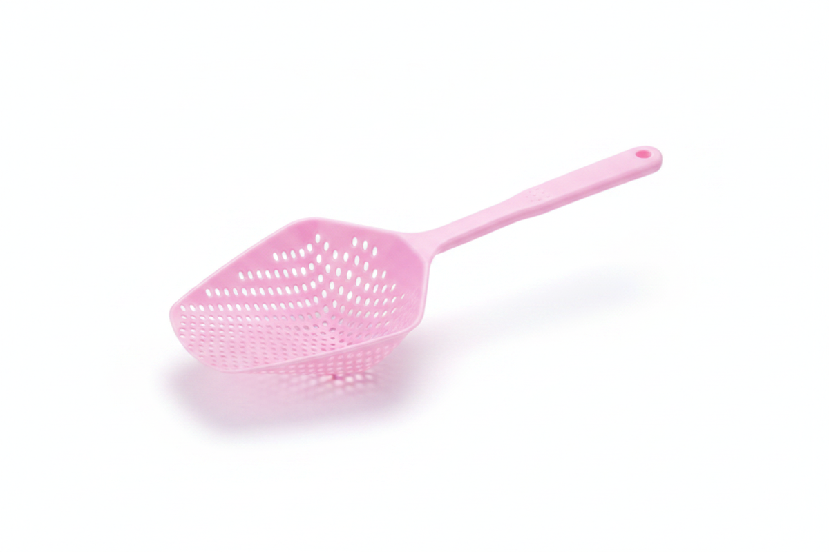 Pink Water Strainer Spatula White Background